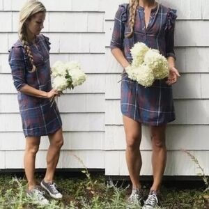 Anthropologie Blue and Red Plaid Dress